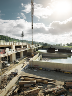 Baustelle eines Laufkraftwerks